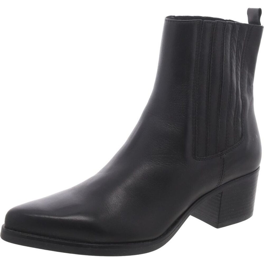 Steve Madden Womens Barnes Black Leather Pointed Toe Stretch Booties New